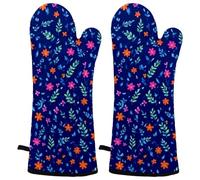 Art Flower - Guantes de cocina resistentes al calor, de silicona antideslizante, para hornear y asar