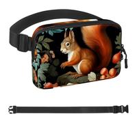 Art Flower Squirrel Pattern 1042 - Cangurera cruzada para hombres y mujeres, bolsa de cinturón para viajes, casual, caminar, correr, senderismo, ciclismo, multicolor, 1.5 x 9.0 x 5.9 pulgadas,