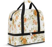 Art Flowers - Bolsa de viaje con diseño floral para mujeres y hombres, bolsa de fin de semana, plegable, separada, 47 L, bolsa de mano para deportes, gimnasio, yoga, color, 47 L, Organizador de bolsas