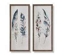 Art For The Home Wall Art Painterly Feathers - Lienzo decorativo enmarcado (2 unidades)
