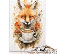 Art Fox and A Cup of Tea Puzzles Imposible,desafío for Adults Juego Educativo 1000 Piezas Obra De Arte De Juego De para Adultos Y Niños Mayores De 12 Años 1000pcs (75x50cm)