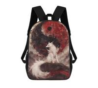Art Fox And Yin Yang Mochilas Infantiles Mochila Escolar Impresa En 3D Para Niños Mochilas De Viaje Bolsas Para Libros Para Niños 17inch Mochila Escolar