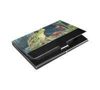 Art Frog A River - Tarjetero delgado con bolsillo de cuero y acero inoxidable para viajes, hogar u oficina