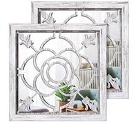 ART-GIFTREE Espejo Cuadrado para Decoración De Pared 2 Unidades, Espejos De Pared para Interior/Exterior De Granja De 12 X 12 In para Sala De Estar, Espejos De JardíN Al Aire Libre para Paredes