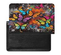 Art Graffiti - Soporte para pasaporte con estampado de mariposas y ranuras para tarjetas, funda portátil para pasaporte, compacta, impermeable, protector de pasaporte