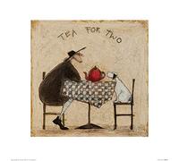 Art Group The Tea for Two Sam Toft Art - Papel Impreso, Multicolor, 40 x 40 x 1,3 cm