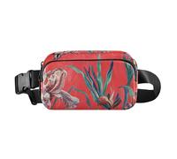 Art Iris - Riñonera de moda para mujeres, hombres, adolescentes, gran capacidad, con correa ajustable para viajes, vacaciones, correr, Art Iris Red, 1 size