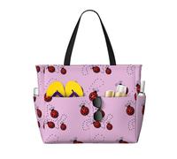 Art Ladybug Tracks - Bolsa de playa con estampado de mariquitas, elegante, reutilizable, ligera, para gimnasio, picnic, camping, mujeres y hombres