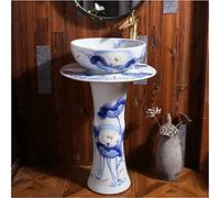 Art - Lavabo de baño con pedestal completo, lavabo de cerámica hecho a mano, mesa de violín (color: N tamaño: con espejo (I con espejo)) (O con espejo)