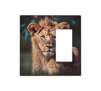 Art Lion - Placa de pared decorativa para interruptor de luz, 2 tomas de corriente, placa de interruptor eléctrico, cubierta de placa frontal termoplástica para dispositivo decorativo, tornillos