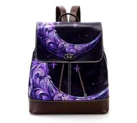 Art Magic Circle with Stars Zodiac Constelations Moon Phases PU Leather Backpack Purse for Women Fashion Ladies Travel Shoulder Bag, Multicolor 02, 27x12.3x32cm