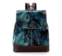 Art Magic Space Moon Stars Herbs and Butterflies - Mini mochila de piel sintética para mujer, mochila escolar, Multicolor 01, 27x12.3x32cm