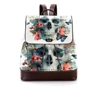 Art Magic Space Moon Stars Herbs and Butterflies - Mini mochila de piel sintética para mujer, mochila escolar, Multicolor 06, 27x12.3x32cm