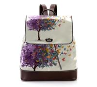 Art Magic Space Moon Stars Herbs and Butterflies - Mini mochila de piel sintética para mujer, mochila escolar, Multicolor 07, 27x12.3x32cm