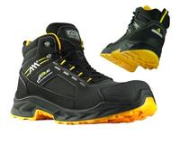 ART.MAS BlackPoint BT S7S SR FO - Zapatos de trabajo impermeables con membrana, puntera compuesta, antiperforación, piel nobuck, color negro, negro / amarillo, 45 EU