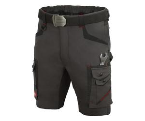 Art.MAS Professional4DYNAMIC Pantalon Corto de Trabajo Hombre Stretch - Short Laboral 4-Way Stretch 260 g/m2, Bermudas Trabajo Slim Fit con Bolsillos Herramientas, Antracita-Negro