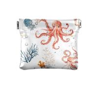 Art - Monedero pequeño de piel con pulpos grandes, portátil, para niñas, mujeres y mujeres, Art Big Pulpus, 4.33"(L) x 3.74"(W) x 0.39"(H), Classic