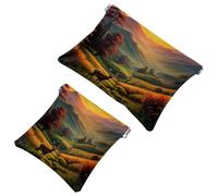 Art Mountain Deer-1387 - Bolsa de maquillaje impermeable, 2 unidades, bolsa portátil para regalos de mujer, Multicolor 10, A：7.1x5.8in/18x14.8cm，B:4.7x4.5in/12x11.5cm