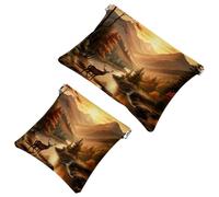 Art Mountain Deer-1409 - Bolsa de cosméticos de bolsillo para bolsos, impermeable, bolsa de maquillaje, portátil, sin cremallera, 2 unidades, Multicolor 08, A：7.1x5.8in/18x14.8cm，B:4.7x4.5in/12x11.5cm