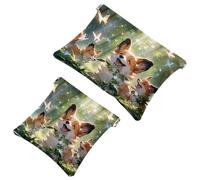 Art Mountain Deer-1420 - Bolsa de maquillaje impermeable, 2 unidades, bolsa portátil para regalos de mujer, Multicolor 10, A：7.1x5.8in/18x14.8cm，B:4.7x4.5in/12x11.5cm