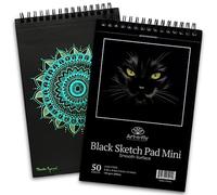 Art-n-Fly Cuaderno de bocetos negro A5 de 5,5 x 8,5 pulgadas: libro con papel negro perforado en espiral, 100 hojas