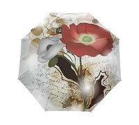 Art Notas Musicales De La Flor De La Rosa Paraguas Plegable Automático Paraguas de Viaje Mujer Niño Niña Protección UV Resistencia Viento Impermeable