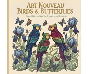 Art Nouveau Birds & Butterflies: Elegant Coloring Book for Relaxation and Creativity