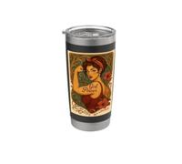 Art Nouveau Chica Poder Mi Cuerpo Mi Elección Vintage Feminista Vaso térmico de acero inoxidable de doble pared