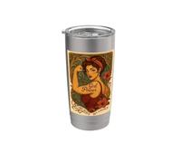 Art Nouveau Chica Poder Mi Cuerpo Mi Elección Vintage Feminista Vaso térmico de acero inoxidable de doble pared
