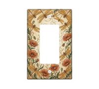 Art Nouveau - Cubierta para interruptor de luz basculante individual con | Estilo Art Nouveau, flores de amapola, ilustración botánica, fondo crema vintage, decoración de pared con temática natural