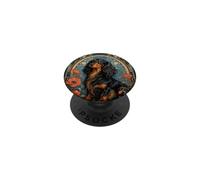 Art Nouveau de Pelo Largo Negro y Tan Dachshund PopSockets PopGrip Adhesivo
