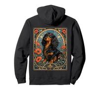 Art Nouveau de Pelo Largo Negro y Tan Dachshund Sudadera con Capucha