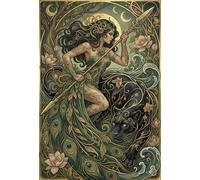 Art Nouveau Diosa Pantera Negra Puzzle 1000 Piezas Adultos Y Niños,Premium,Regalo Ideal,Anti-estrés,Reto,Rompecabezas,Deco Pared,14 Años+,Relax,Desafío,Cartón,Educativo 38x26cm