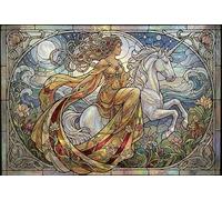 Art Nouveau Diosa Unicornio Puzzle 1000 Piezas Adultos Y Niños,Rompecabezas,Premium,14 Años+,Deco Pared,Regalo Ideal,Anti-estrés,Relax,Desafío,Reto,Cartón,Educativo 38x26cm