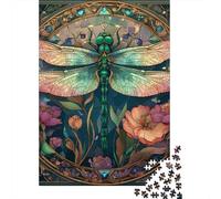 Art Nouveau Dragonfly Stained Glass Rompecabezas Imposible,desafío for Adults Juego Educativo 1000 Piezas Obra De Arte De Juego De para Adultos, Regalos A Partir De 14 Años 70x50cm/1000pcs