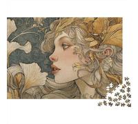 Art Nouveau Floral Portrait Rompecabezas Imposible,desafío para Adultos Juego Educativo 1000 Piezas Obra De Arte De Juego De para Adultos Y Niños 70x50cm/1000pcs