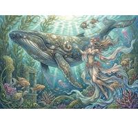 Art Nouveau Mucha Diosa Ballena Puzzle De Madera 1000 Piezas Adultos Y Niños,Deco Pared,Anti-estrés,Desafío,Regalo Ideal,Rompecabezas,14 Años+,Relax,Reto,Madera,Educativo (75x50cm)