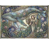 Art Nouveau Mucha Diosa Ballena Puzzle De Madera 1000 Piezas Adultos Y Niños,Regalo Ideal,Deco Pared,14 Años+,Madera,Rompecabezas,Desafío,Educativo,Anti-estrés,Reto,Relax (75x50cm)