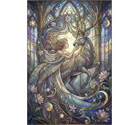 Art Nouveau Mucha Diosa Ciervo Puzzle 1000 Piezas Adultos Y Niños,Rompecabezas,Anti-estrés,Regalo Ideal,Premium,Cartón,14 Años+,Deco Pared,Desafío,Educativo,Reto,Relax 38x26cm