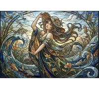 Art Nouveau Mucha Mujer Puzzle De Madera 1000 Piezas Adultos Y Niños,Regalo Ideal,Anti-estrés,Reto,Rompecabezas,Deco Pared,14 Años+,Relax,Desafío,Madera,Educativo (75x50cm)