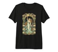 Art Nouveau París Diosa Floral Noche Cielo Arte Camiseta Premium