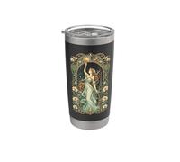 Art Nouveau París Diosa Floral Noche Cielo Arte Vaso térmico de acero inoxidable de doble pared