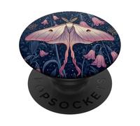 Art Nouveau Pink Moth and Bluebell Flower Flower PopSockets PopGrip Adhesivo