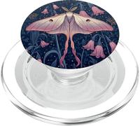 Art Nouveau Pink Moth and Bluebell Flower Flower PopSockets PopGrip para MagSafe