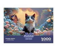 Art Nouveau-style Illustration of An Elegant Cat 1000 Pieza Cartulina Premium Rompecabezas Premium Blooming Flowers Extremadamente Difícil Desafío Único Rompecabezas Para Decoración Del Hogar 70x50cm/