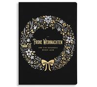 Art Nuvo Juego de 10 tarjetas de Navidad iguales de 120 x 170 mm, diseño de Navidad dorado y acreditado, hechas de papel de joyas y de colores con inserciones y sobres.