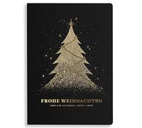 Art Nuvo Juego de 10 tarjetas de Navidad iguales de 120 x 170 mm, diseño de Navidad dorado y con inserciones