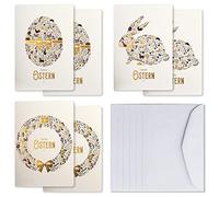 Art Nuvo Juego exclusivo de 6 tarjetas de Pascua hechas de papel elegante con inserciones y sobres beige de 120 x 170 mm.