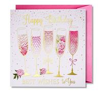 Art Nuvo Tarjeta de cumpleaños para mujer - Feliz tarjeta de cumpleaños con sobre lleno de brillo y luz brillante que se refleja en el número brillante y las impresiones coloridas