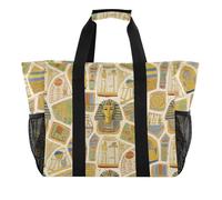 Art Painting - Bolsas y bolsas plegables estilo retro egipcio, color beige, con compartimentos y asas para la playa, Pintura artística beige Egipto retro, 1 size, Moda